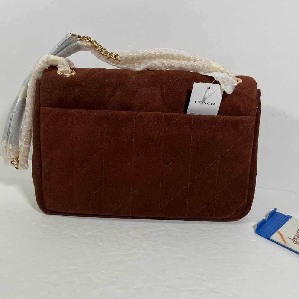 NWT Coach Elodie Crossbody Bag Quilting CCZ63 Gold/Vintage Brown/Maple Suede - Picture 2 of 8